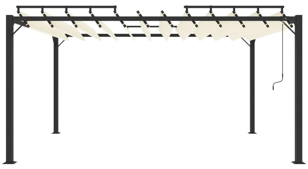 vidaXL Κιόσκι με Ανοιγόμενη Οροφή Κρεμ 3 x 4 μ. Ύφασμα και Αλουμίνιο