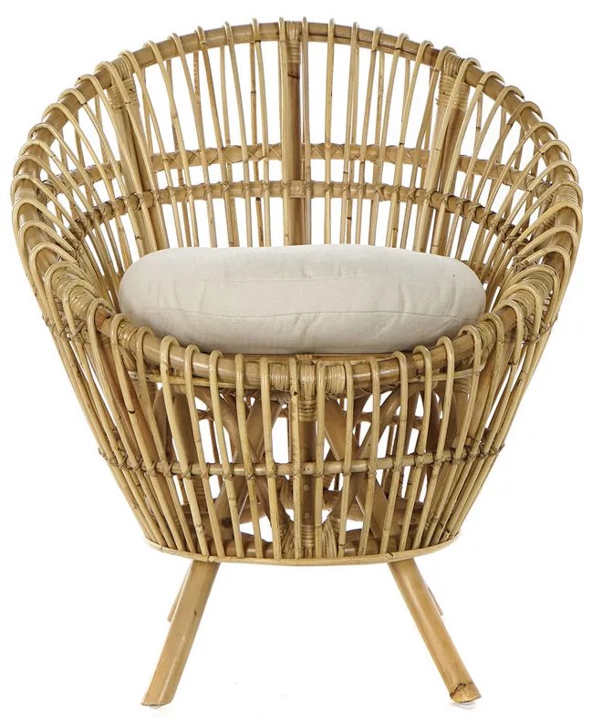 Πολυθρόνα DKD Home Decor 8424001750092 Φυσικό βαμβάκι Λευκό ρατάν (74 x 67 x 85 cm)