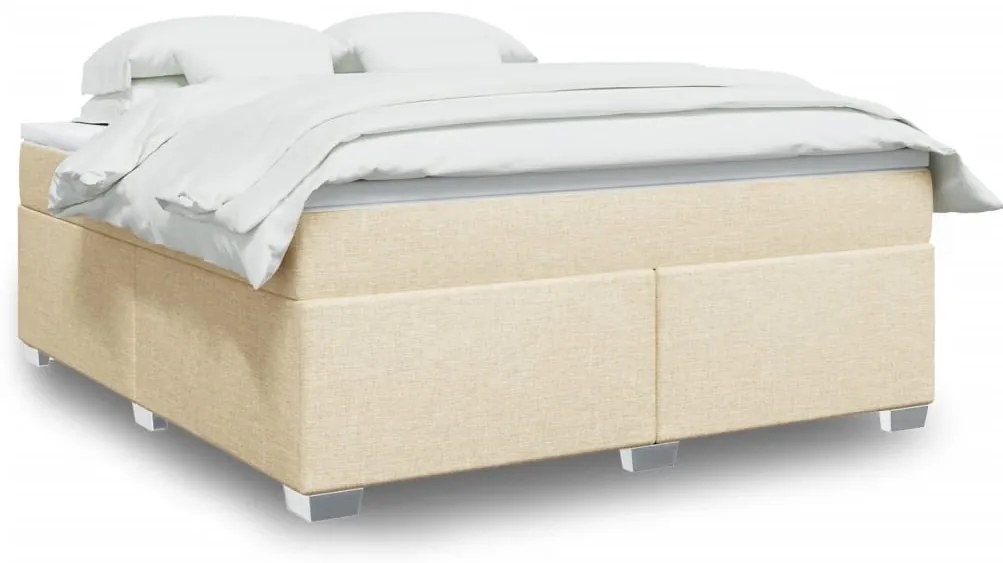 vidaXL Κρεβάτι Boxspring με Στρώμα Κρεμ 180x200 εκ. Υφασμάτινο