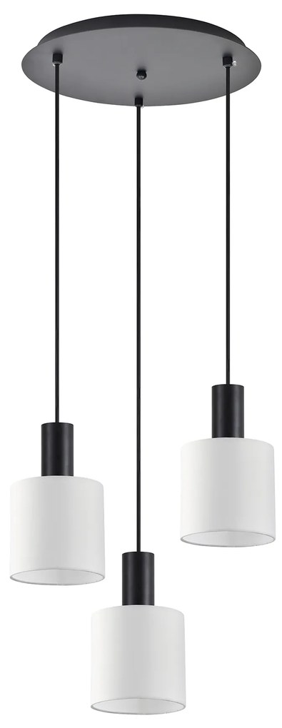 SE21-BL-4-3BL-SH1 ADEPT TUBE Black Pendant White Fabric Shade+