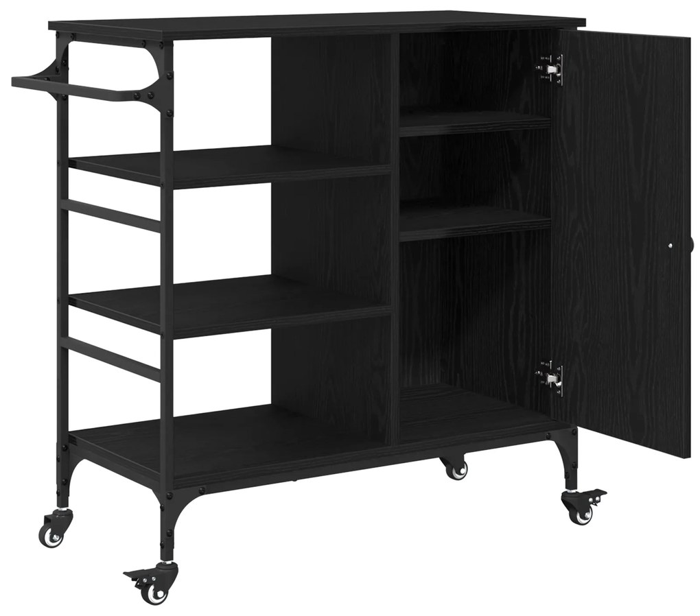 vidaXL Τρενάκι Κουζίνας Μαύρο Δρυς 87.5x38.5x84.5 cm Επεξεργασμένο Ξύλο