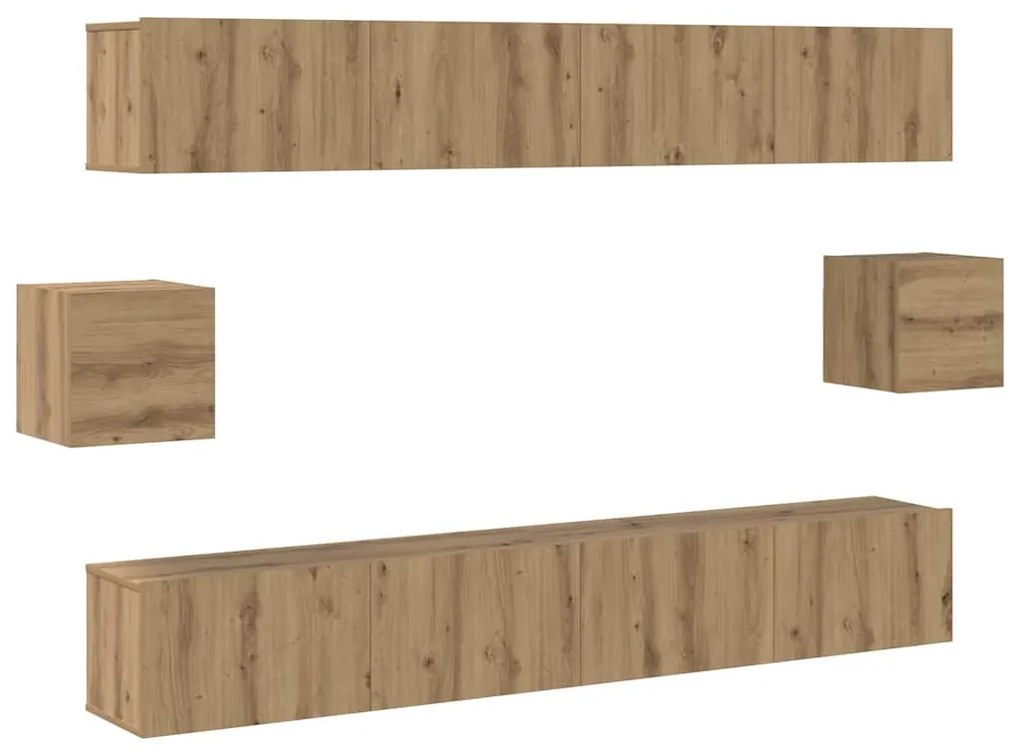 vidaXL Σετ επίπλου τηλεόρασης 6 pcs Παλιό Τεχνίτη 100 x 30 x 30 cm