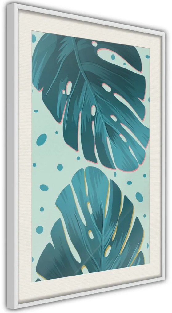 Αφίσα - Pastel Monstera Leaves - 40x60 - Χρυσό - Με πασπαρτού