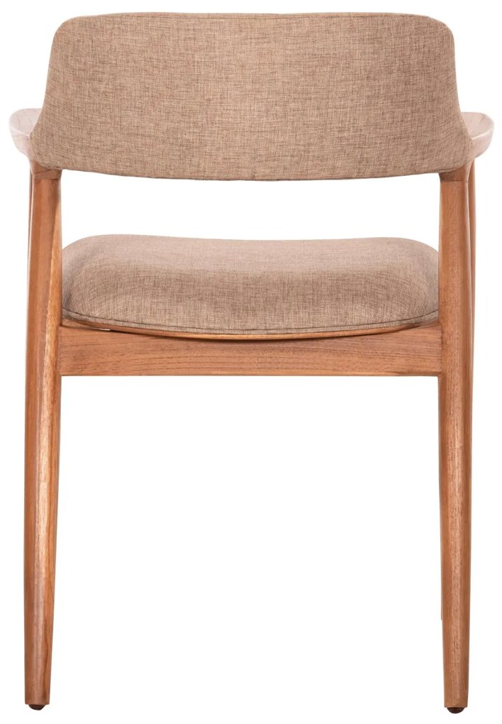 Καρέκλα Πολυθρόνα JAMES Teak Wood με Ύφασμα Σαμπανί 57x52x76Υεκ. 57x52x76 εκ.