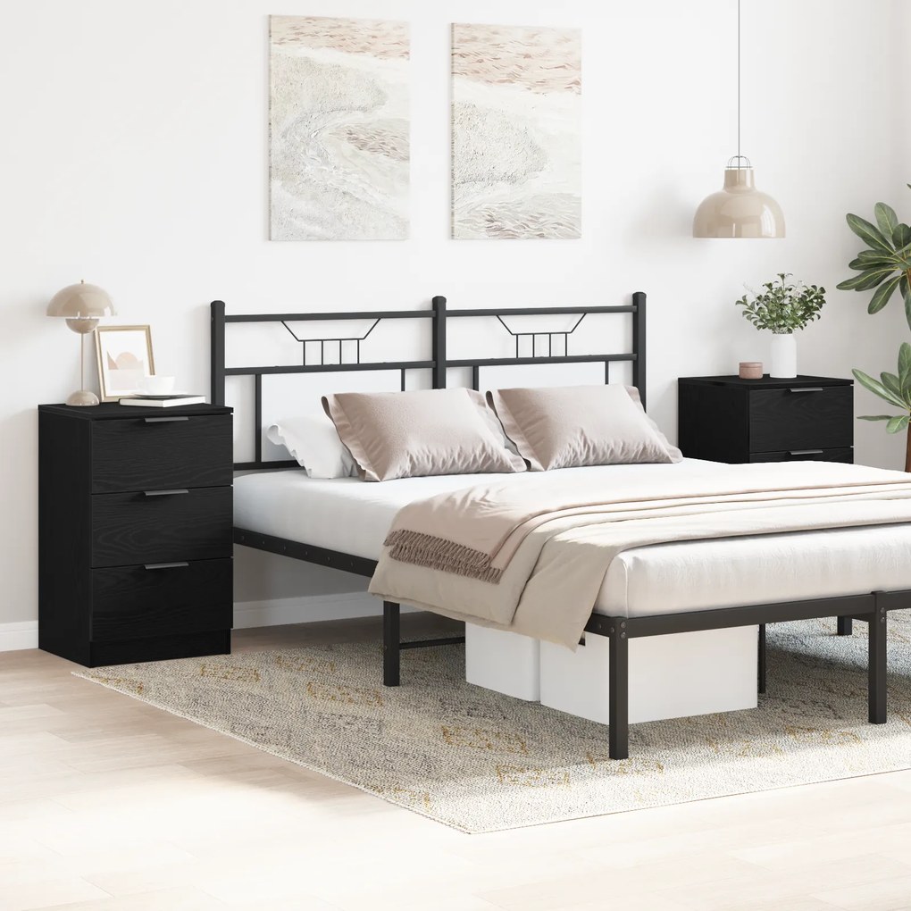 vidaXL Κομοδίνα 2 πακέτο Μαύρο Δρυς 40x65x65 εκ. Φτιαγμένο από Επεξεργασμένο ξύλο
