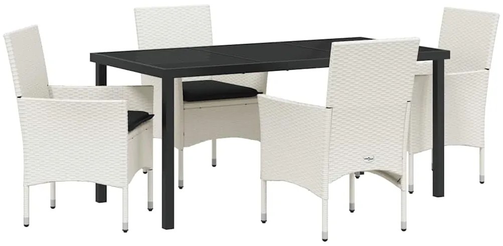 vidaXL Σέτ φαγητού για κήπο με μαξιλάρι 5 pcs Λευκό Πολυ ράταν