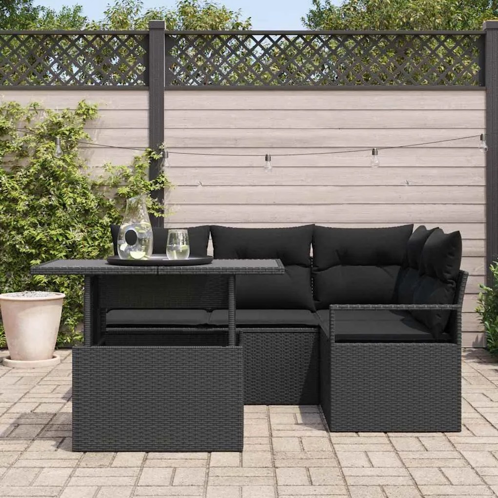 vidaXL Σετ Καναπέ Κήπου με μαξιλάρι 5 pcs Μαύρο 100 x 55 x 73 εκ