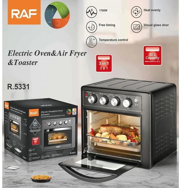 RAF Φριτέζα Αέρος & Ηελκτρικόσ Φούρνος 32lt 1700W R.5331 - Electric Oven & Air Fryer & Toaster