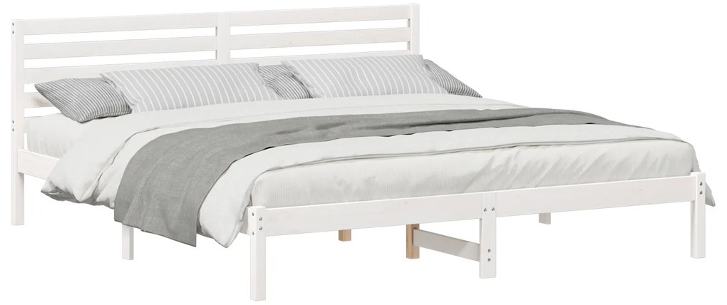 vidaXL Σκελετός Κρεβατιού Λευκό 180 x 200 cm Μασίφ ξύλο πεύκου