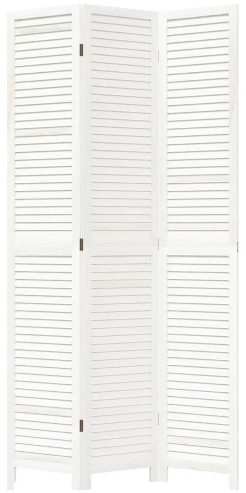 vidaXL Διαχωριστικό Χώρου με 3 Πάνελ Λευκό από Μασίφ Ξύλο Παυλώνιας