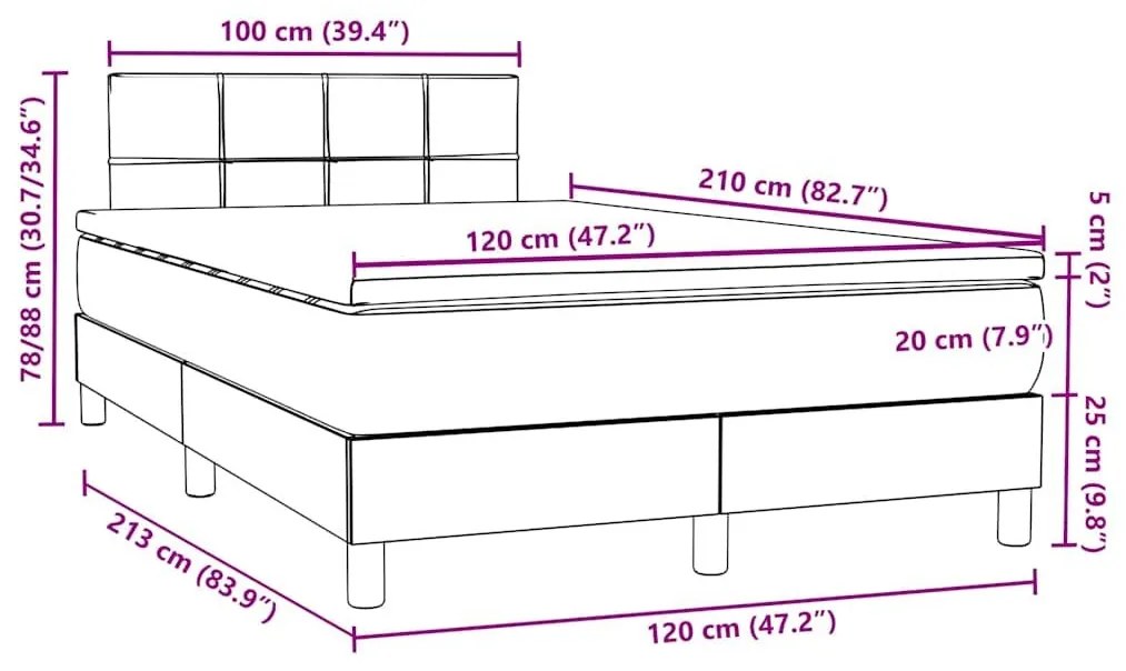 Κρεβάτι Boxspring με Στρώμα Ροζ 120x210 εκ. Βελούδινο - Ροζ