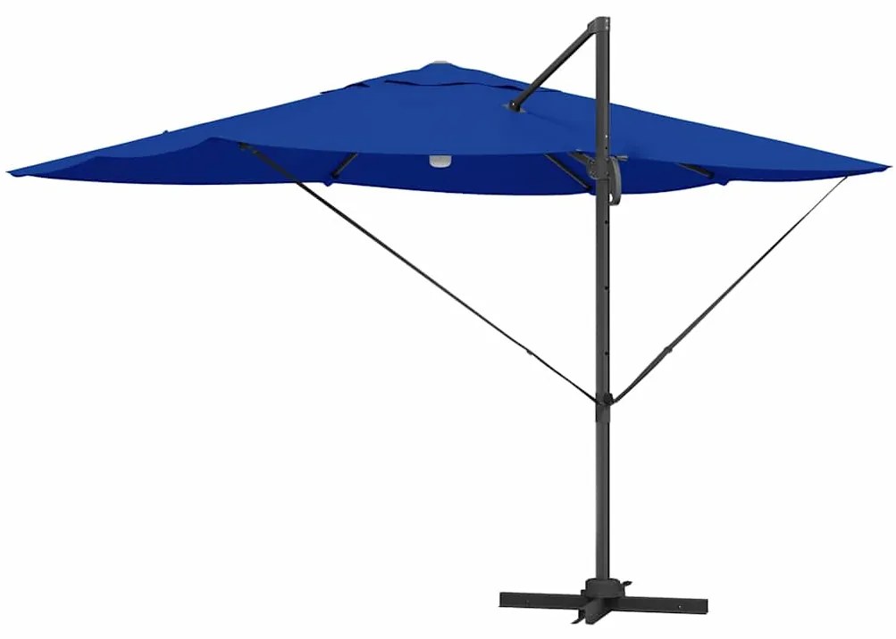 vidaXL Ομπρέλα ηλίου με φώτα λωρίδας LED Αζούρ μπλε 351 x 250 x 253 εκ