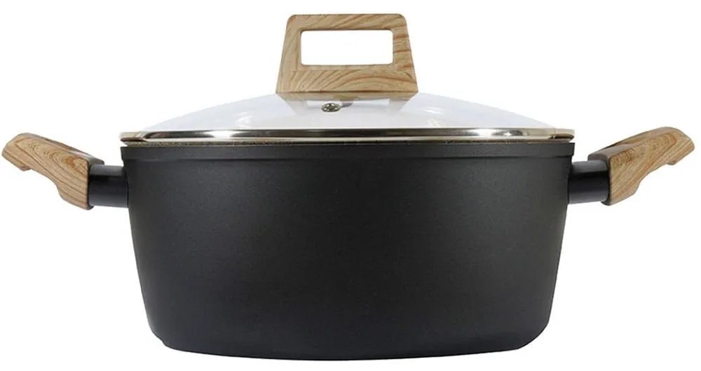 Κατσαρόλα  Με Γυάλινο Καπάκι Φ28cm Earth 01-10225 Black Estia 28cm Aluminium