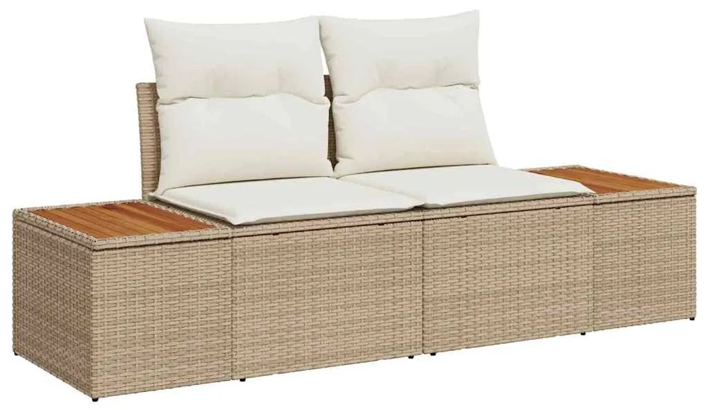 vidaXL Σετ καναπέ κήπου 12 τεμαχίων από πολυ rattan με μαξιλάρια σε μπεζ χρώμα