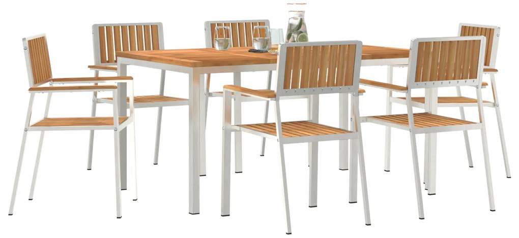 vidaXL Σετ κήπου vitaXL 7 τεμαχίων Συμπαγές Ξύλο Teak