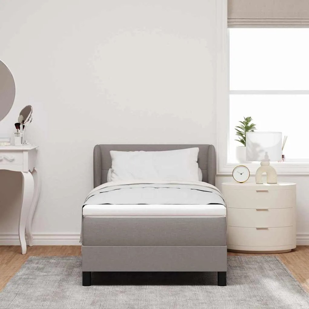 vidaXL Κρεβάτι με ελατήρια με στρώμα Taupe 90 x 190 cm ύφασμα