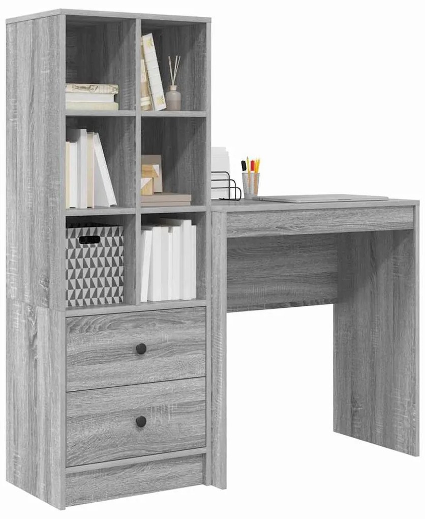 vidaXL Γραφείο με αποθηκευτικό χώρο 2 pcs Γκρι sonoma 70 x 40 x 76 εκ.