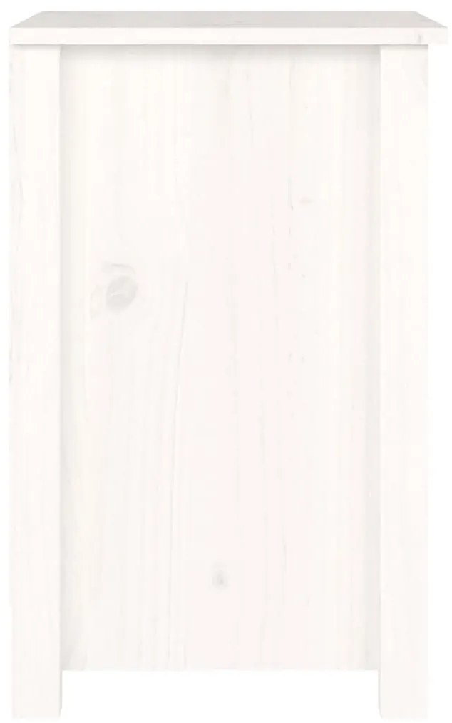 Κομοδίνα 2 τεμ. Λευκά 40x35x55 εκ. από Μασίφ Ξύλο Πεύκου - Λευκό