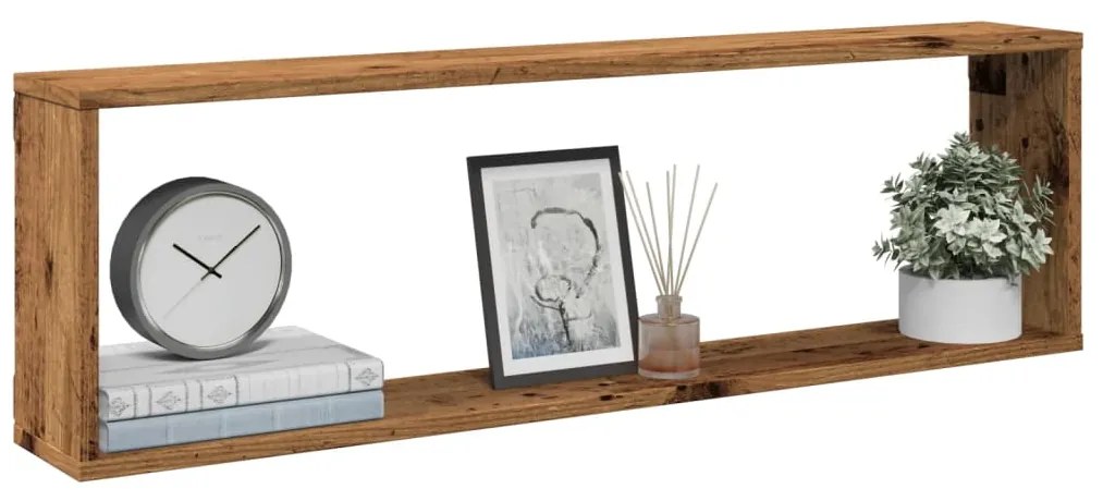 vidaXL Ράφια Κύβοι Τοίχου Όψη Παλαιού Ξύλου 100x15x30 εκ. Επεξ. Ξύλο