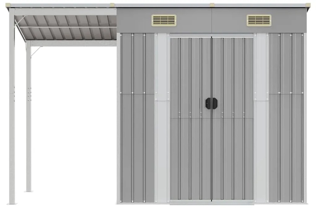 vidaXL Αποθήκη Κήπου Εκτεταμένη Οροφή Αν. Γκρι 277x107x181 εκ Ατσάλι
