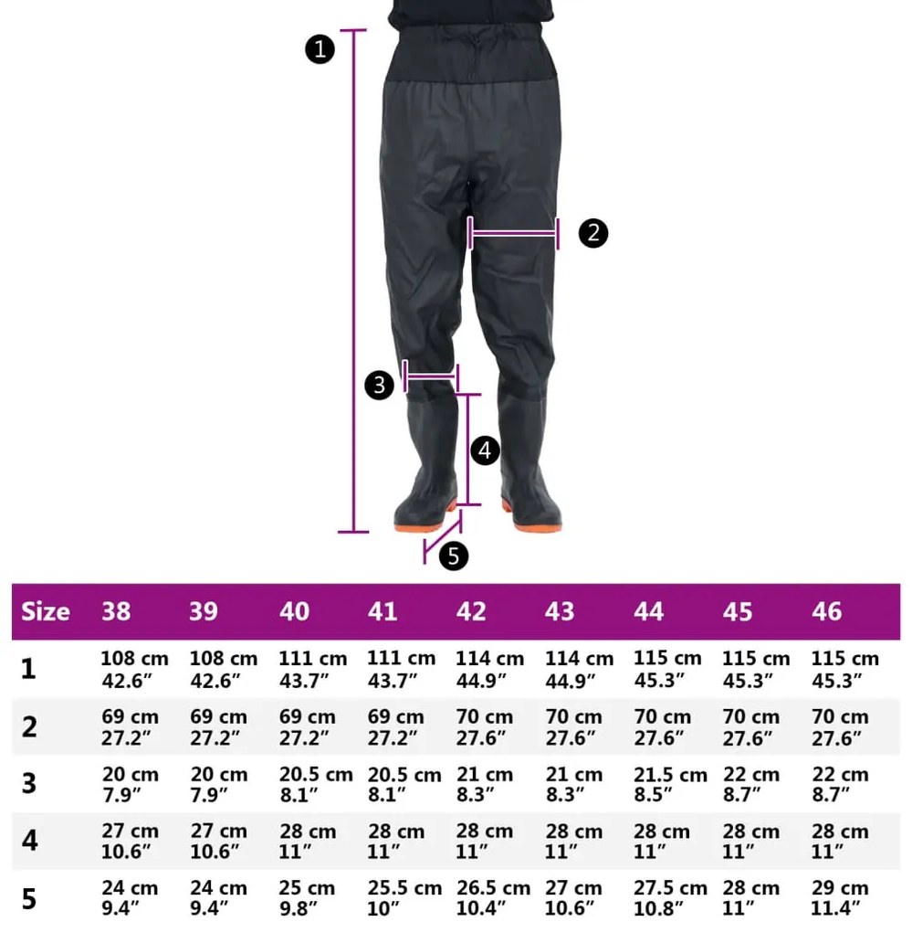 WAIST WADERS ΜΕ ΜΠΟΤΕΣ ΜΑΥΡΟ ΜΕΓΕΘΟΣ 45 4017024