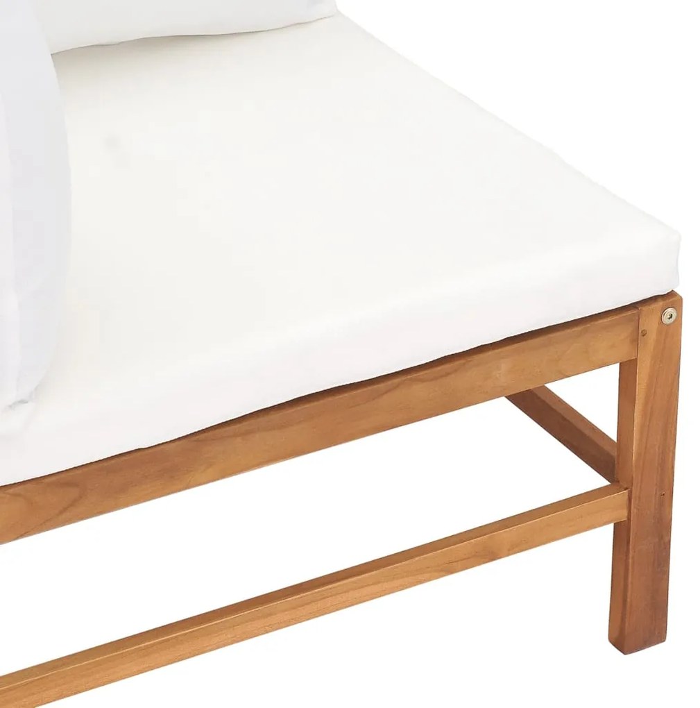 vidaXL Καναπέδες Γωνιακοί 2 τεμ. από Μασίφ Ξύλο Teak με Κρεμ Μαξιλάρια