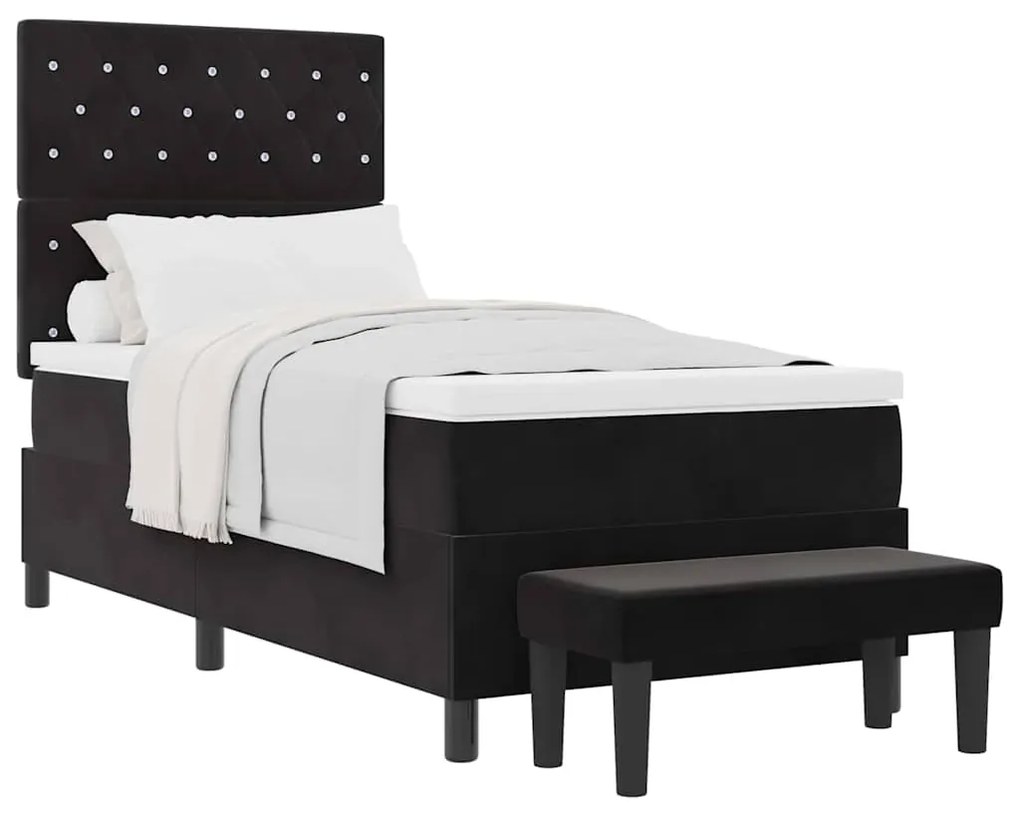 vidaXL Κρεβάτι με ελατήρια με στρώμα Μαύρο 90 x 200 cm Βελούδο