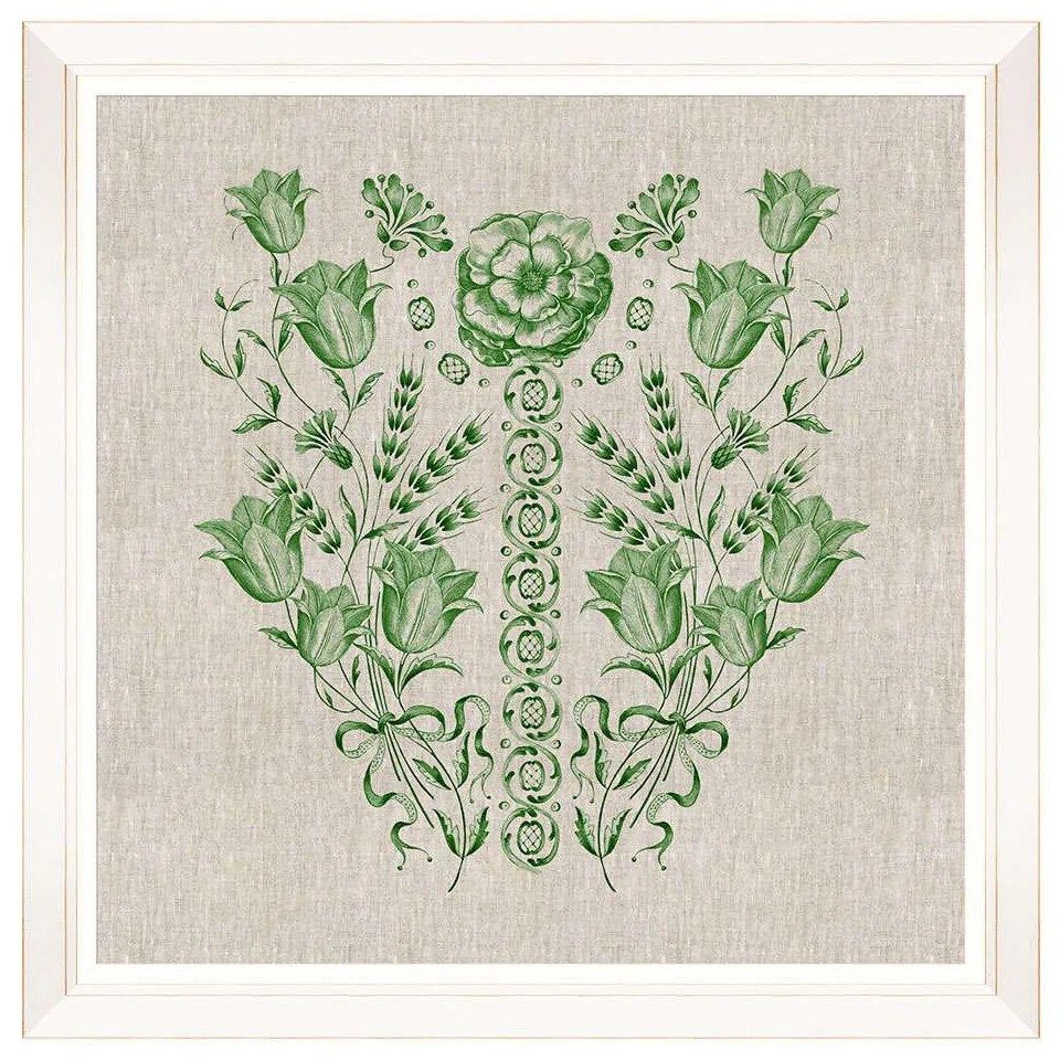 Κάδρο Embroidery Folk IV FA13257 70x70cm Green MindTheGap Τετράγωνοι Wood