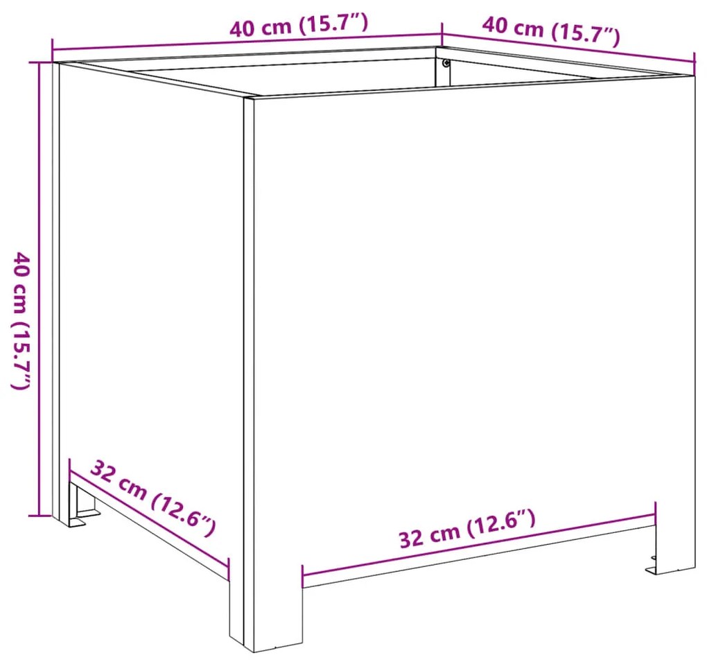 Ζαρντινιέρα Λευκή 40 x 40 x 40 εκ. από Ατσάλι - Λευκό