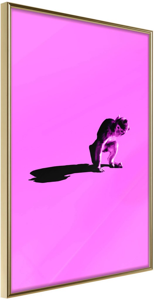 Αφίσα - Monkey on Pink Background - 20x30 - Χρυσό - Χωρίς πασπαρτού