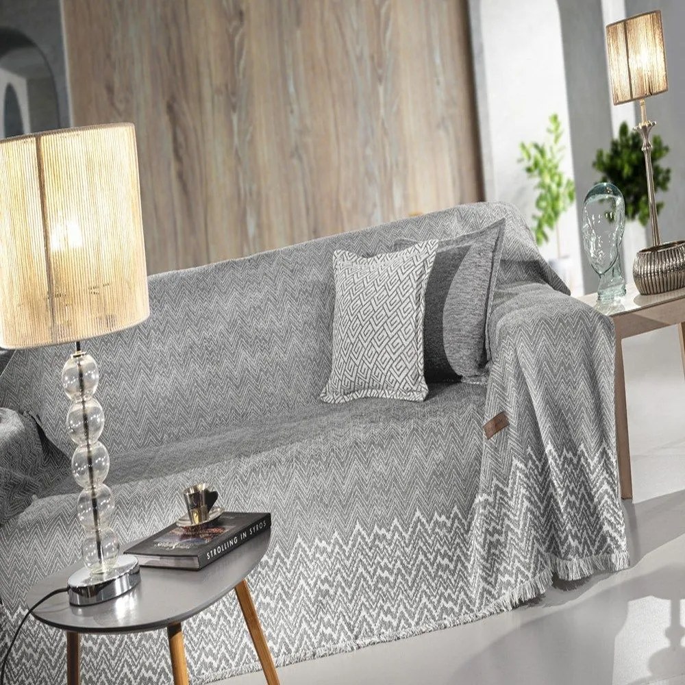Ριχτάρι Marvin Grey Guy Laroche Three-Seater 180x300cm Βαμβάκι-Ακρυλικό