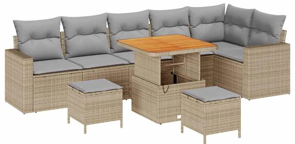 vidaXL Σετ Καναπέ Κήπου 9 pcs Μπεζ συνθετικό ρατάν