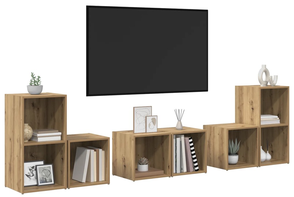 vidaXL με ράφι με αποθήκευση 6 pcs Artisan Oak Επεξεργασμένο ξύλο