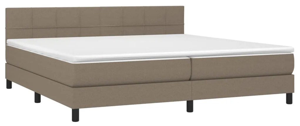 vidaXL Κρεβάτι Boxspring με Στρώμα & LED Taupe 200x200 εκ. Υφασμάτινο