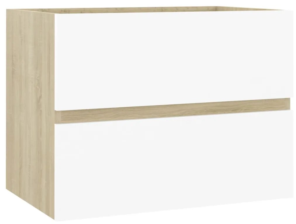 vidaXL Ντουλάπι Νιπτήρα Λευκό/Sonoma Δρυς 60x38,5x45 εκ. Μοριοσανίδα