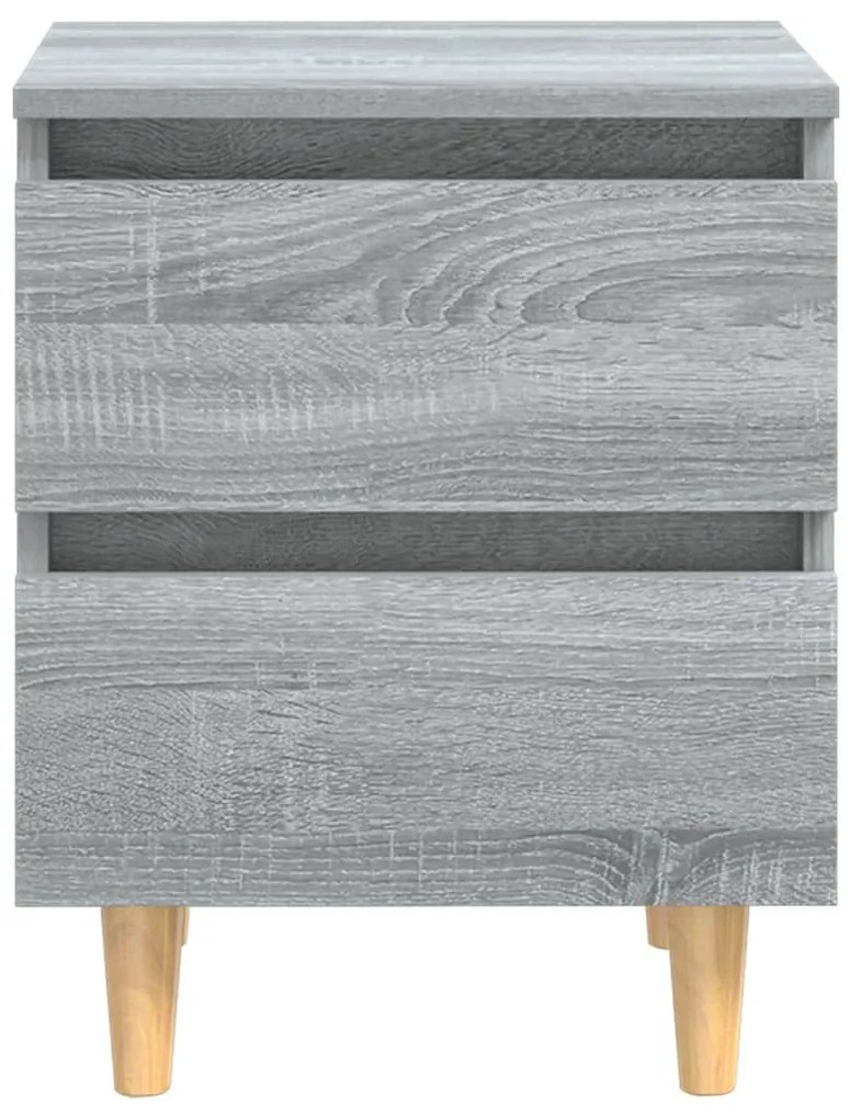 vidaXL Κομοδίνο Γκρι Sonoma 40 x 35 x 50 εκ. με Μασίφ Ξύλινα Πόδια