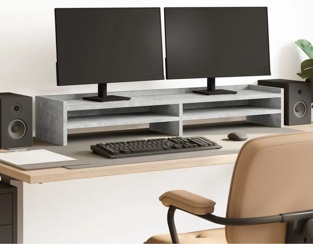 vidaXL Βάση Οθονών Γκρι του Σκυροδέματος 100x24x16 εκ. από Επεξ. Ξύλο