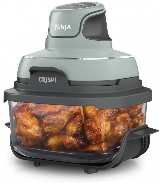 Φριτέζα ζεστού αέρα φορητός 4σε1 Ninja CRISPi FN101EUSG, 1700W, 3.8l, 6 μερίδες, 2 γυάλινα δοχεία, 4 προγράμματα, χωρίς PFAS και BPA, Πράσινο