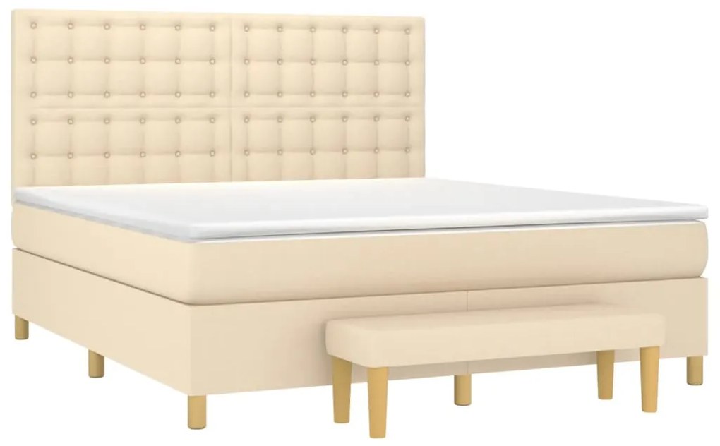 vidaXL Κρεβάτι Boxspring με Στρώμα Κρεμ 160x200 εκ. Υφασμάτινο