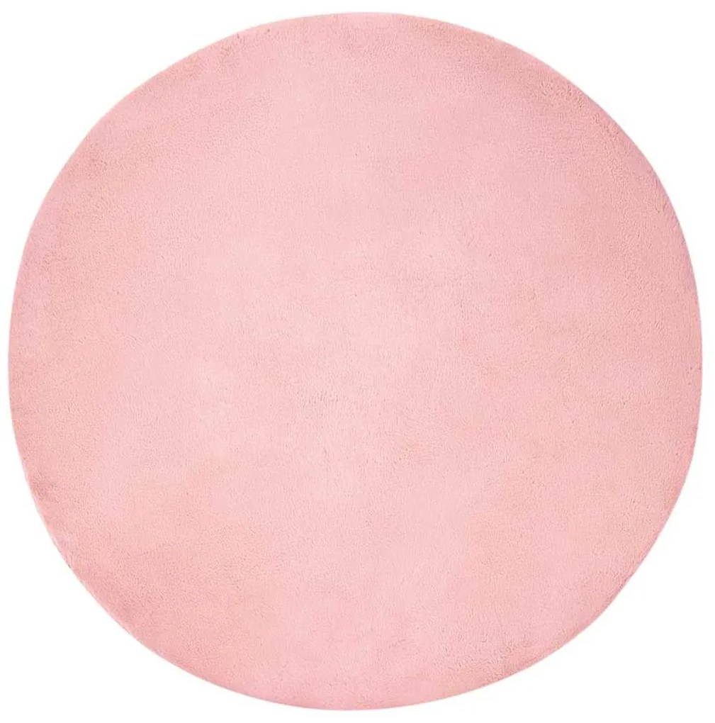 vidaXL Χαλιά Ψεύτικου Κουνελιού Olite Ροζ Ø 160 εκ. Πολυεστέρας