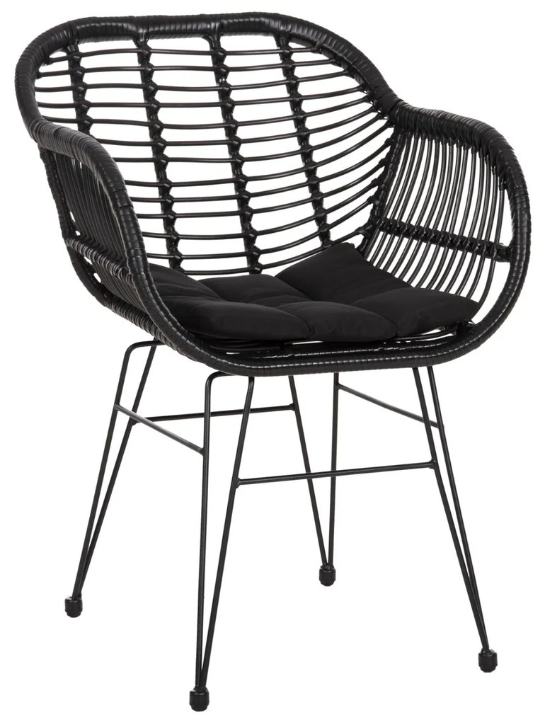 Καρέκλα Πολυθρόνα ALLEGRA C5450.32 Μεταλλική με Μαύρο Wicker &amp; Μαξιλάρι 58x59x82Υεκ. 58x59x82 εκ.