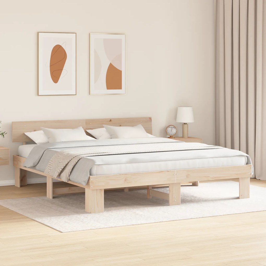 vidaXL Σκελετός Κρεβατιού Καφέ 180 x 200 cm Συμπαγές ξύλο πεύκου