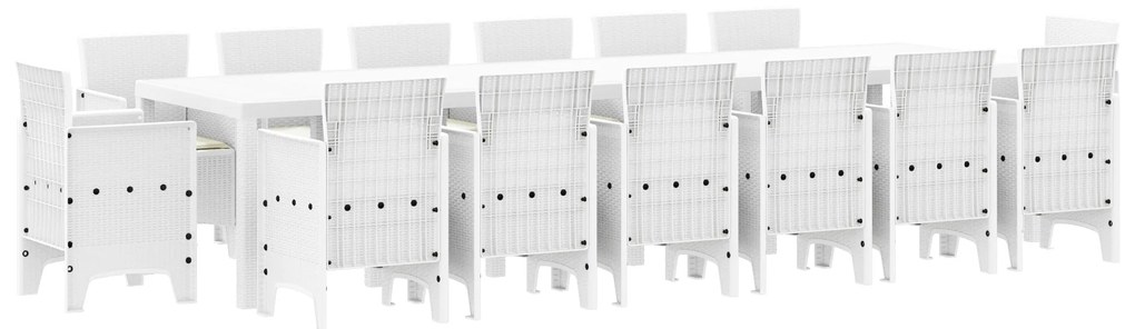 vidaXL Σετ Τραπεζαρίας Κήπου 15 pcs Λευκό Large Πολυ-ρακί, Μέταλλο