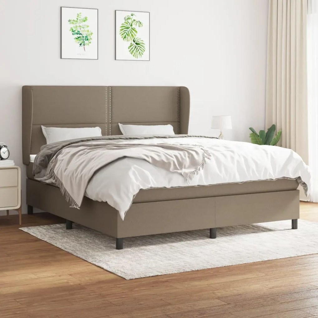 Κρεβάτι Boxspring με Στρώμα Taupe 180x200 εκ. Υφασμάτινο