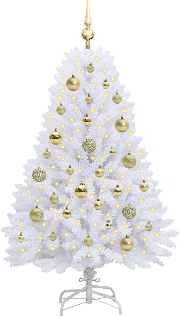 vidaXL Τεχνητό Χριστουγεννιάτικο Δέντρο με Άξονα με βάση Λευκό 120 cm