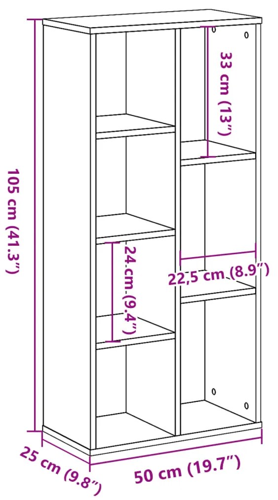 Βιβλιοθήκη Sonoma Δρυς 50x25x105 εκ. από Επεξεργασμένο Ξύλο - Καφέ