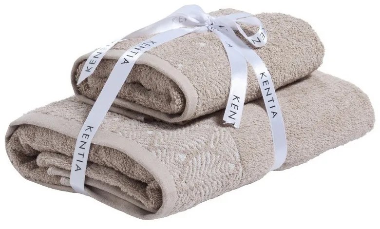 Πετσέτες Lela 26 (Σετ 2τμχ) Beige Kentia Σετ Πετσέτες 70x140cm 100% Βαμβάκι