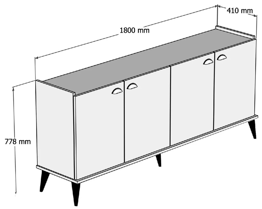 ΜΠΟΥΦΕΣ ΜΕΛΑΜΙΝΗΣ HM9045.01 NATURAL WOOD - ΜΑΥΡΟ ΜΑΡΜΑΡΟ 180x41x77,8Y εκ.