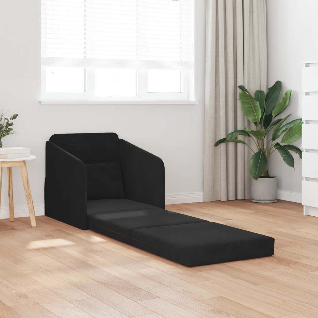 vidaXL Kαναπές κρεβάτι 2-σε-1 Μαύρος 65x80x83 εκ. Βελούδο