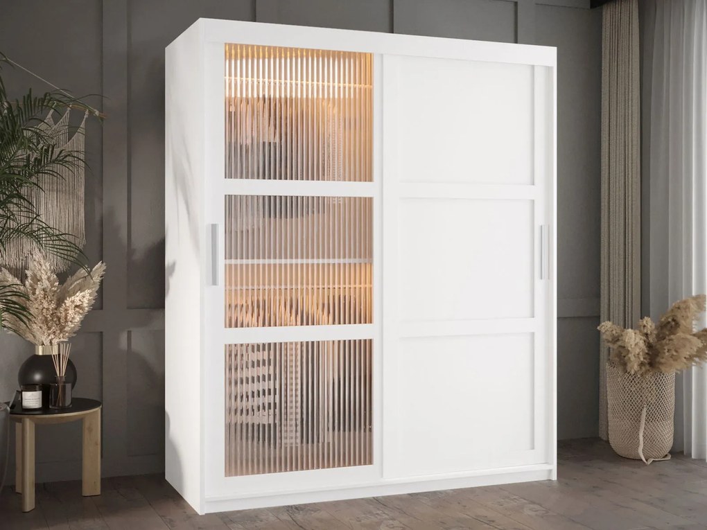 Ντουλάπα Flutes III 150 Συρόμενη-Λευκό